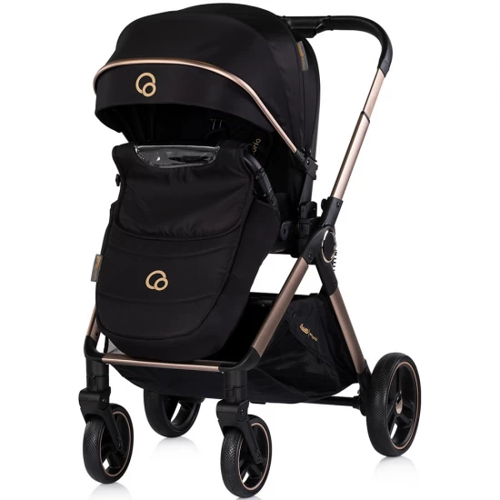 Carucior copii 3 in 1 cu landou, scaun auto, geanta mamici Chipolino Euphoria Noir