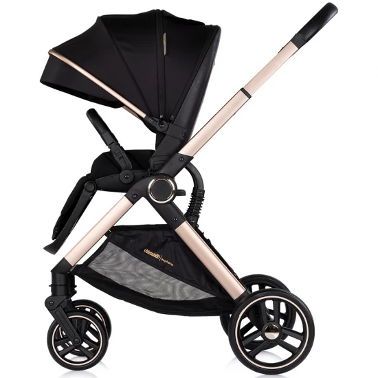 Carucior copii 3 in 1 cu landou, scaun auto, geanta mamici Chipolino Euphoria Noir