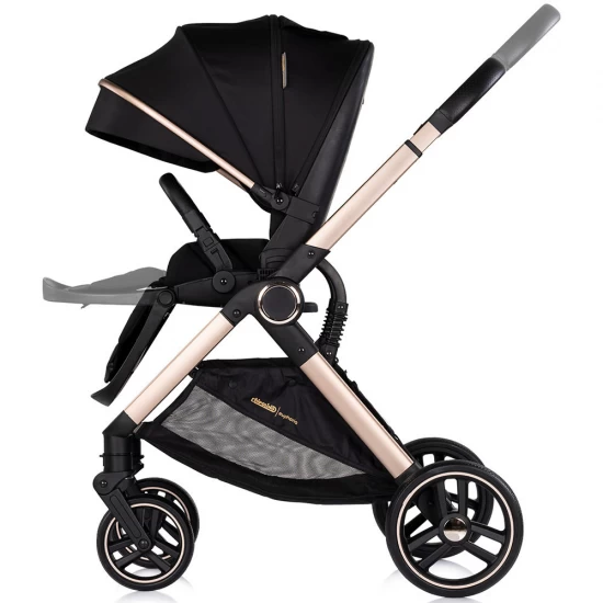 Carucior copii 3 in 1 cu landou, scaun auto, geanta mamici Chipolino Euphoria Noir