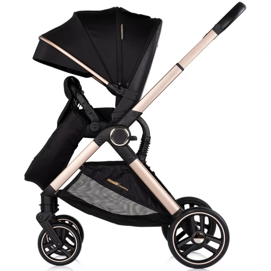 Carucior copii 3 in 1 cu landou, scaun auto, geanta mamici Chipolino Euphoria Noir