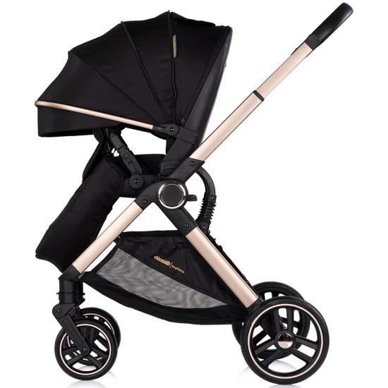 Carucior copii 3 in 1 cu landou, scaun auto, geanta mamici Chipolino Euphoria Noir