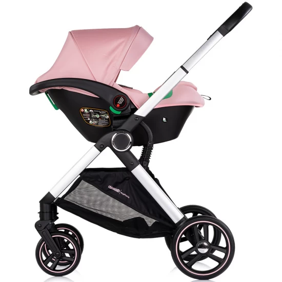 Carucior copii 3 in 1 cu landou, scaun auto, geanta mamici Chipolino Euphoria Powder Pink