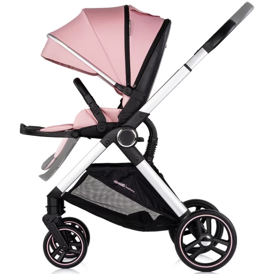 Carucior copii 3 in 1 cu landou, scaun auto, geanta mamici Chipolino Euphoria Powder Pink