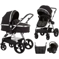 Carucior copii 3 in 1 Chipolino Havana Obsidian Leaves