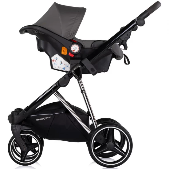 Carucior copii 3 in 1 cu landou, scaun auto, geanta mamici Chipolino Imperium Charcoal