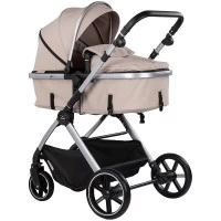 Carucior copii 2 in 1 cu landou transformabil in carucior sport si geanta mamici Chipolino Pearl Latte