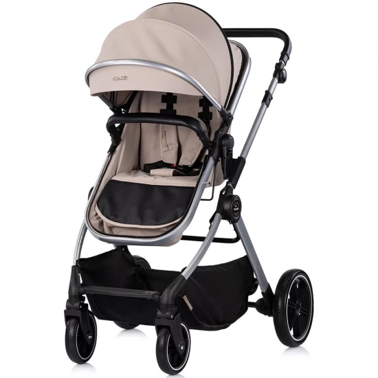 Carucior copii 2 in 1 cu landou transformabil in carucior sport si geanta mamici Chipolino Pearl Latte