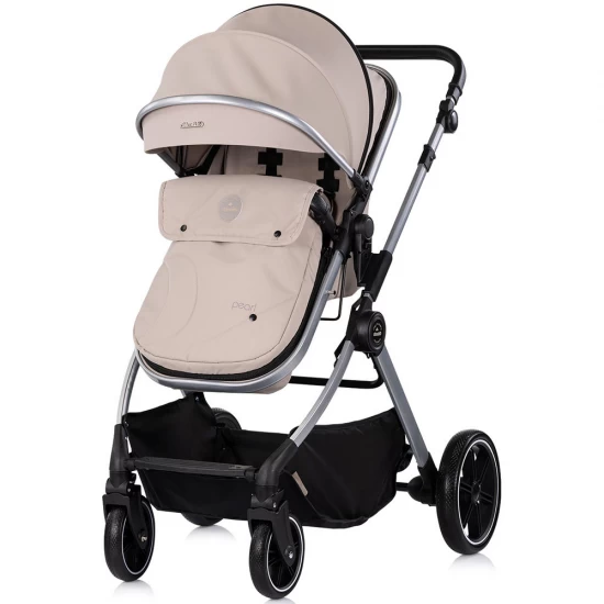 Carucior copii 2 in 1 cu landou transformabil in carucior sport si geanta mamici Chipolino Pearl Latte