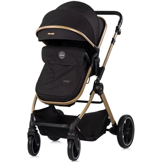 Carucior copii 2 in 1 cu landou transformabil in carucior sport si geanta mamici Chipolino Pearl Noir