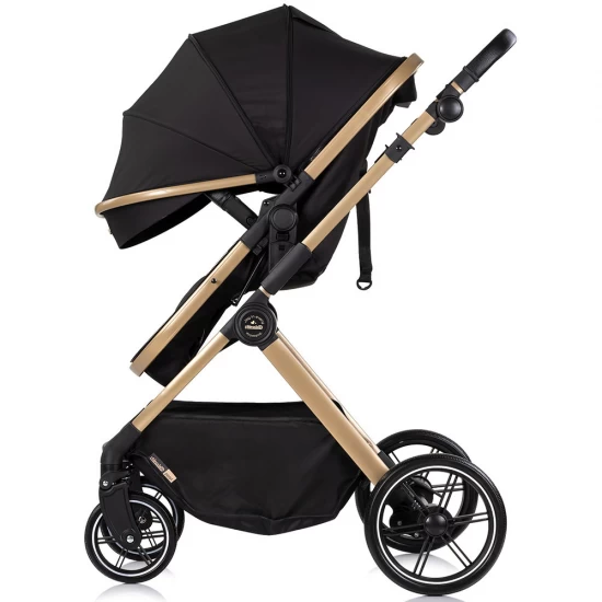 Carucior copii 2 in 1 cu landou transformabil in carucior sport si geanta mamici Chipolino Pearl Noir