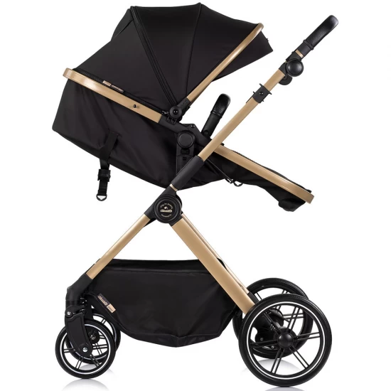 Carucior copii 2 in 1 cu landou transformabil in carucior sport si geanta mamici Chipolino Pearl Noir