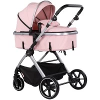 Carucior copii 2 in 1 cu landou transformabil in carucior sport si geanta mamici Chipolino Pearl Powder Pink