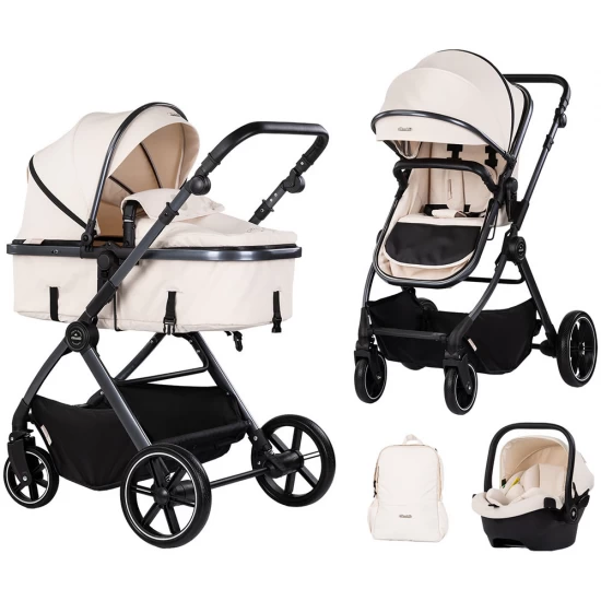 Carucior copii 3 in 1 cu landou transformabil in carucior sport si geanta mamici Chipolino Pearl Cashmere