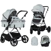 Carucior copii 3 in 1 cu landou transformabil in carucior sport si geanta mamici Chipolino Pearl Matcha