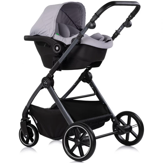 Carucior copii 3 in 1 cu landou transformabil in carucior sport si geanta mamici Chipolino Pearl Platinum