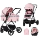 Carucior copii 3 in 1 cu landou transformabil in carucior sport si geanta mamici Chipolino Pearl Powder Pink