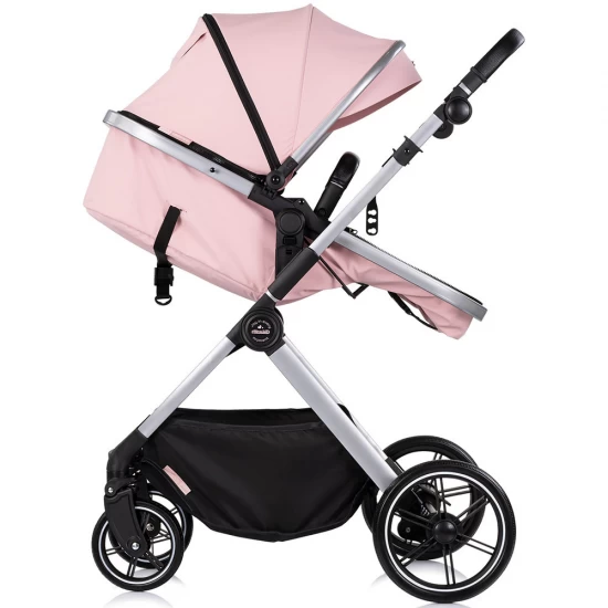 Carucior copii 3 in 1 cu landou transformabil in carucior sport si geanta mamici Chipolino Pearl Powder Pink