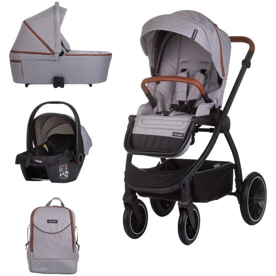 Carucior copii 3 in 1 Chipolino Prestige Cloud Grey Carucior copii 3 in 1 Chipolino Prestige Cloud Grey