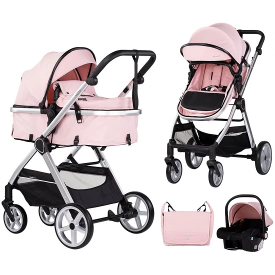 Carucior copii 3 in 1 Chipolino Vista Pink Marshmallow