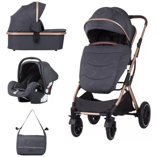 Carucior copii 3 in 1 Chipolino Zara Anthracite Carucior copii 3 in 1 Chipolino Zara Anthracite