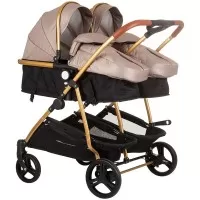 Carucior gemeni Chipolino Duo Smart 2 in 1 Golden Beige