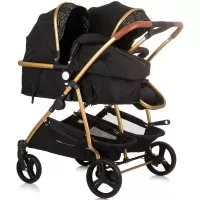 Carucior gemeni Chipolino Duo Smart 2 in 1 Obsidian Leaves