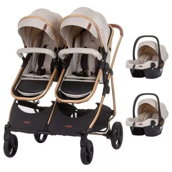 Carucior gemeni Chipolino Duo Smart 3 in 1 Sand Carucior gemeni Chipolino Duo Smart 3 in 1 Sand