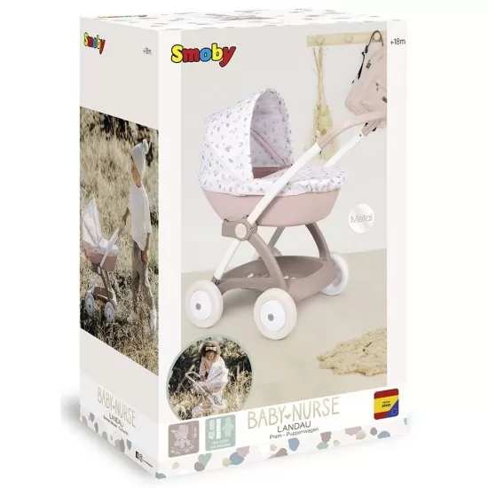Carucior nou nascut pentru papusi Smoby Baby Nurse Landau Crem