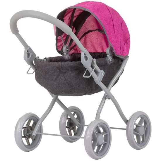 Carucior pentru papusi Chipolino Daisy grey pink linen Carucior pentru papusi Chipolino Daisy grey pink linen