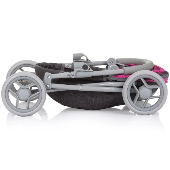 Carucior pentru papusi Chipolino Daisy grey pink linen Carucior pentru papusi Chipolino Daisy grey pink linen