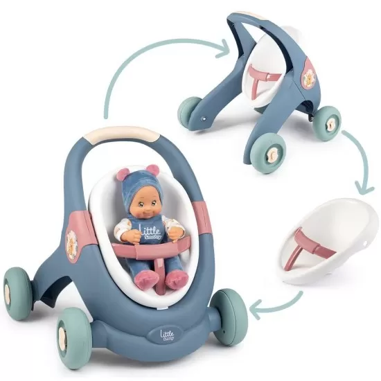 Carucior pentru papusi Smoby Baby Walker 3 in 1 cu papusa Carucior pentru papusi Smoby Baby Walker 3 in 1 cu papusa
