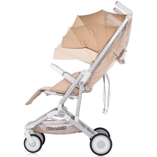 Carucior sport Chipolino Pocket Latte pliabil cu spatar reglabil si cos de cumparaturi