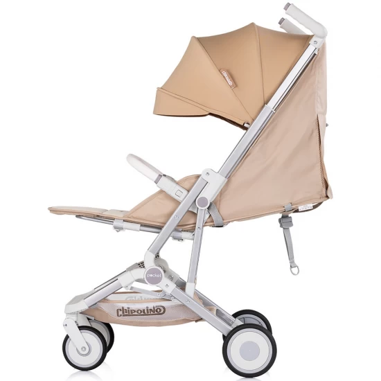 Carucior sport Chipolino Pocket Latte pliabil cu spatar reglabil si cos de cumparaturi