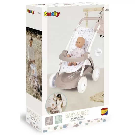 Carucior sport pentru papusi Smoby Baby Nurse Poussette Crem