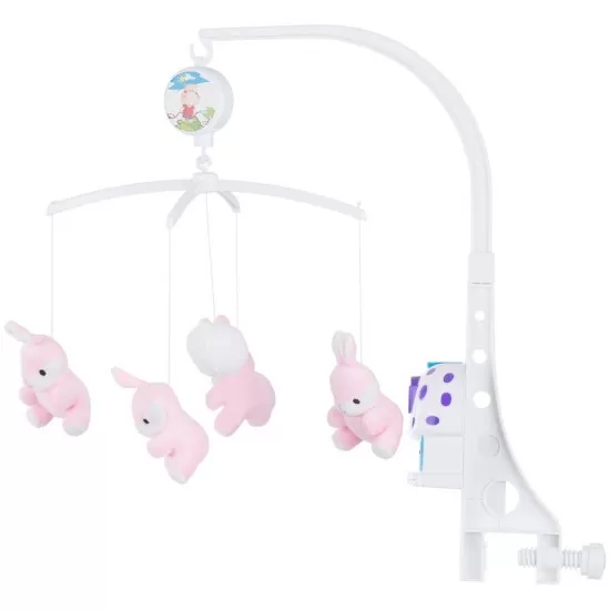 Carusel muzical pentru patut Chipolino Pink Rabbits