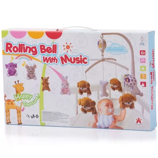 Carusel muzical pentru patut Chipolino Pink Rabbits