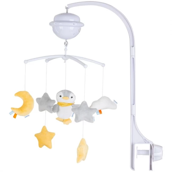 Carusel muzical pentru patut cu proiector Chipolino Penguin Carusel muzical pentru patut cu proiector Chipolino Penguin