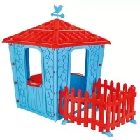 Casuta cu gard pentru copii Pilsan Stone House with Fence Blue