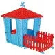 Casuta cu gard pentru copii Pilsan Stone House with Fence Blue