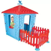 Casuta cu gard pentru copii Pilsan Stone House with Fence Blue