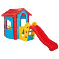 Casuta cu tobogan pentru copii Pilsan Happy House Blue