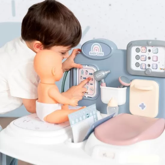 Centru de ingrijire pentru papusi Smoby Baby Care Center albastru cu accesorii Centru de ingrijire pentru papusi Smoby Baby Care Center albastru cu accesorii