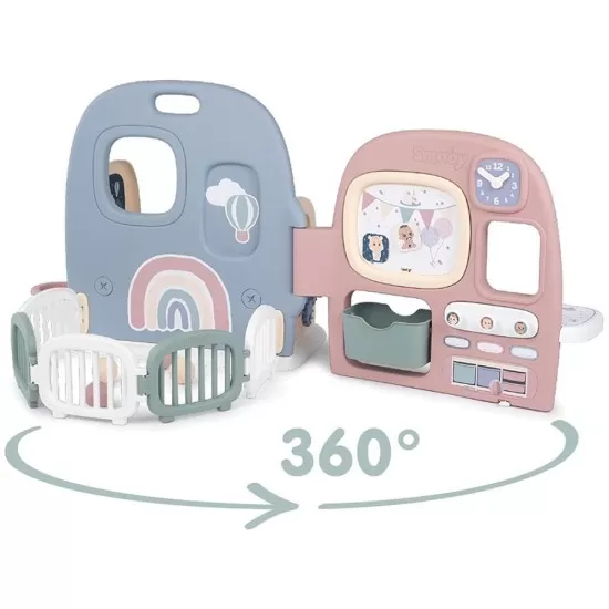 Centru de ingrijire pentru papusi Smoby Baby Care Childcare Center albastru roz cu accesorii Centru de ingrijire pentru papusi Smoby Baby Care Childcare Center albastru roz cu accesorii