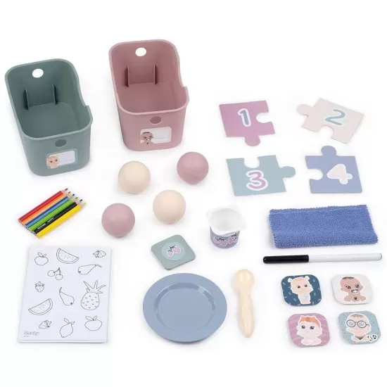 Centru de ingrijire pentru papusi Smoby Baby Care Childcare Center albastru roz cu accesorii Centru de ingrijire pentru papusi Smoby Baby Care Childcare Center albastru roz cu accesorii
