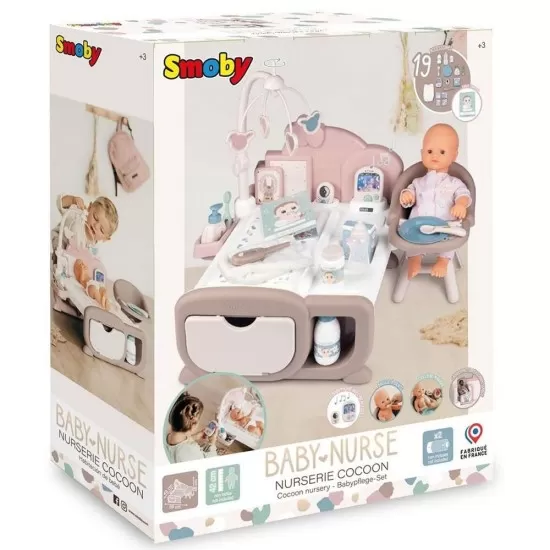 Centru de ingrijire pentru papusi Smoby Baby Nurse Cocoon Nursery crem cu accesorii Centru de ingrijire pentru papusi Smoby Baby Nurse Cocoon Nursery crem cu accesorii