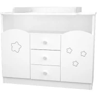 Comoda de infasat Hubners Matei 106 cm alb cu stelute