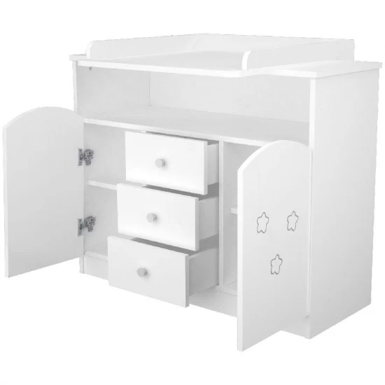 Comoda de infasat Hubners Matei 106 cm alb cu stelute Comoda de infasat Hubners Matei 106 cm alb cu stelute