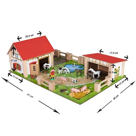 Ferma din lemn Eichhorn 51x36x17 cm cu accesorii Ferma din lemn Eichhorn 51x36x17 cm cu accesorii