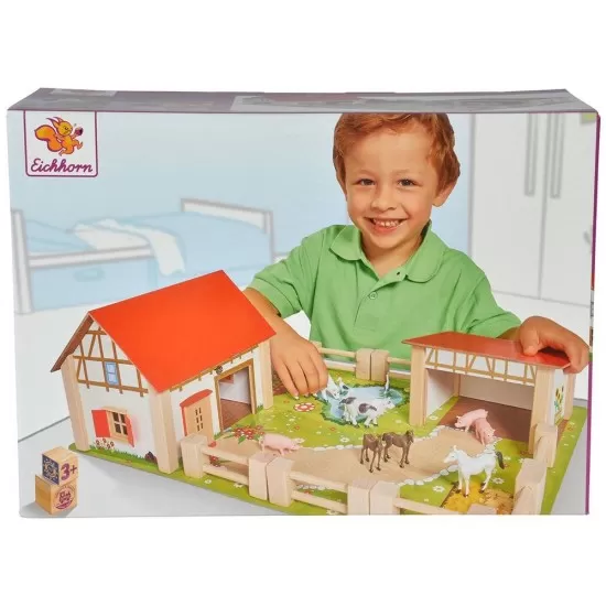 Ferma din lemn Eichhorn 51x36x17 cm cu accesorii Ferma din lemn Eichhorn 51x36x17 cm cu accesorii