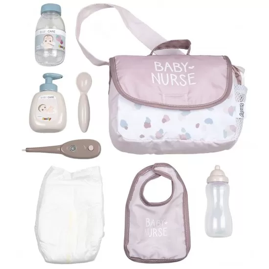 Gentuta de infasat pentru papusa Smoby Baby Nurse Changing Bag crem cu accesorii Gentuta de infasat pentru papusa Smoby Baby Nurse Changing Bag crem cu accesorii